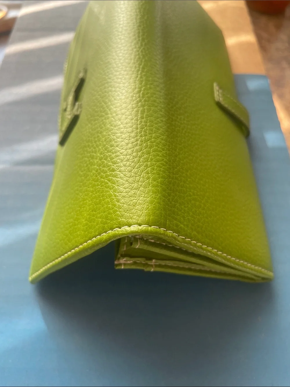 Hermes Lime Green Leather Long Wallet with H Tab
